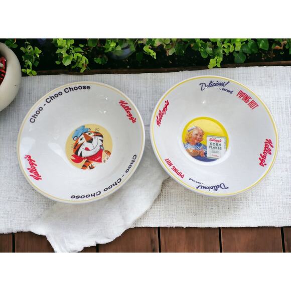 Kellogg's Cereal Bowls Vintage Tony the Tiger & Cornflakes 2006 7" x 2" - Picture 3 of 3